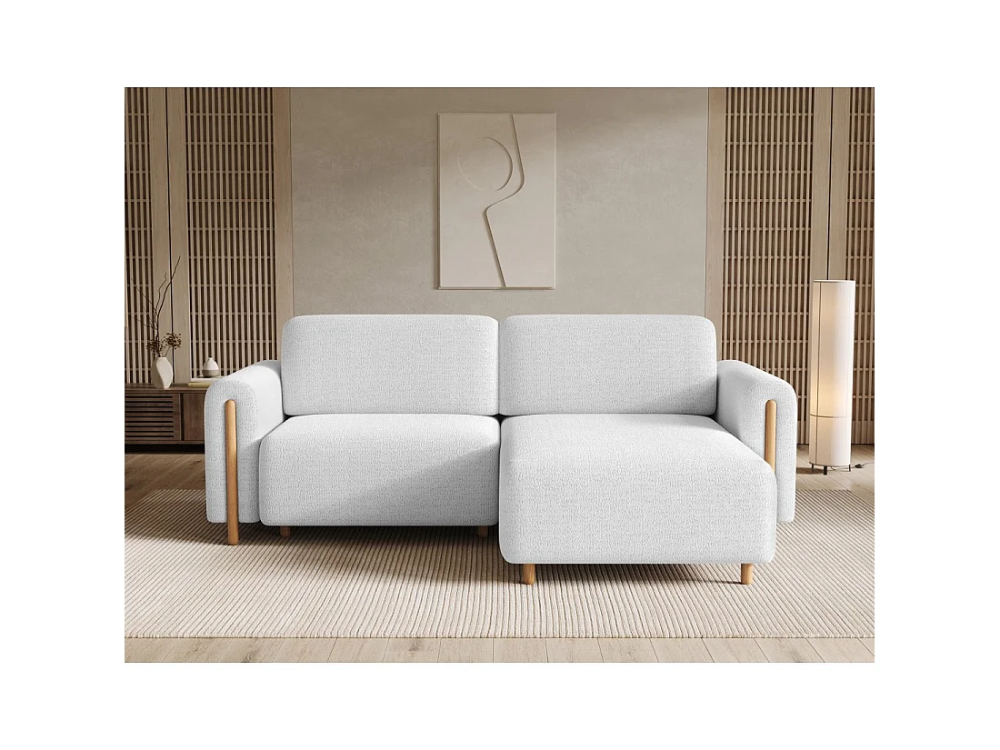 Canapé d'angle convertible ARVESSA blanc alpin chenille – Angle droit