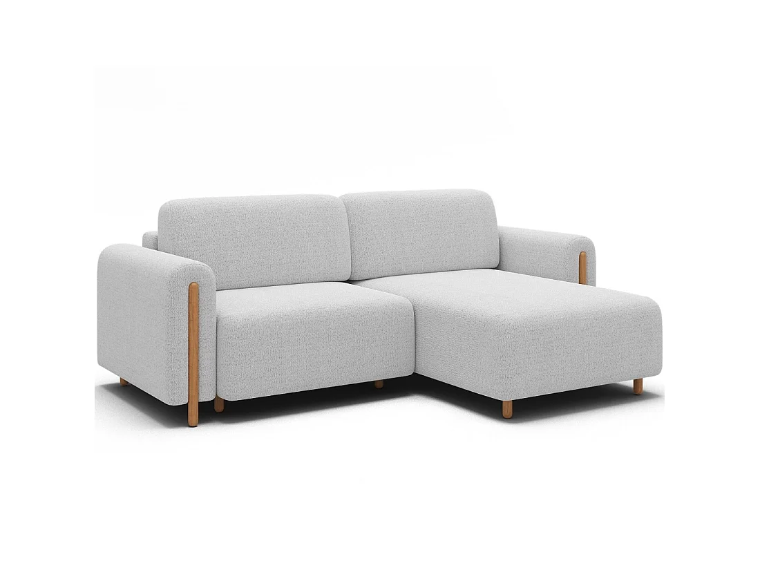 Canapé d'angle convertible ARVESSA blanc alpin chenille – Angle droit