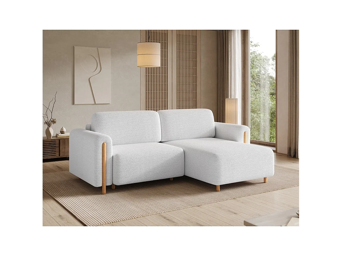 Canapé d'angle convertible ARVESSA blanc alpin chenille – Angle droit