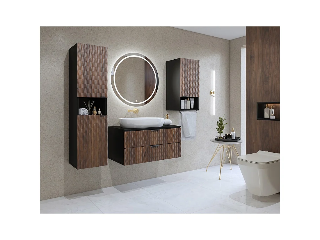 Möbel für Badezimmer Kollektion KING – Dunkle Eiche und Schwarz