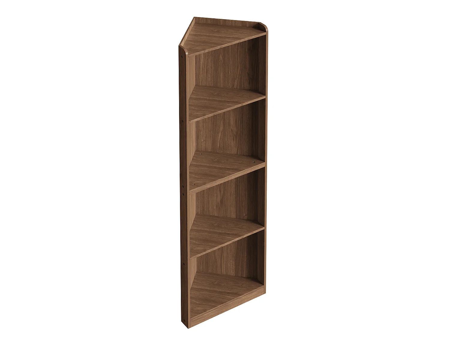 Étagère d'angle en MDF aspect noyer - Pour salon et cuisine, bibliothèque