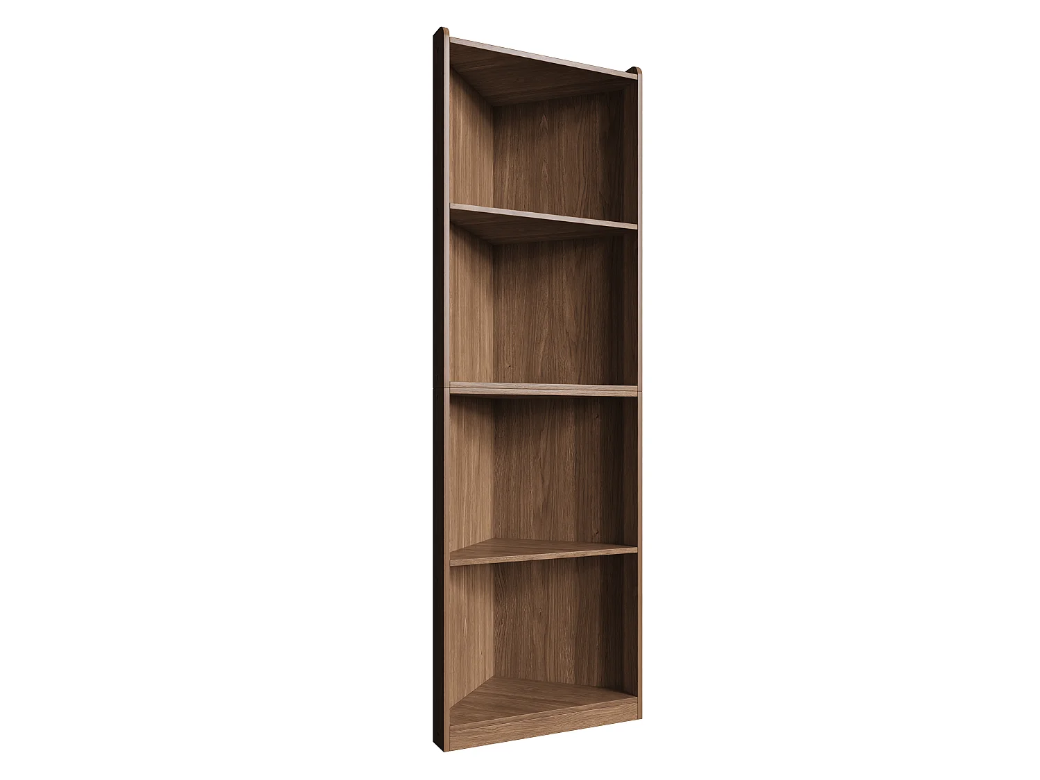 Étagère d'angle en MDF aspect noyer - Pour salon et cuisine, bibliothèque