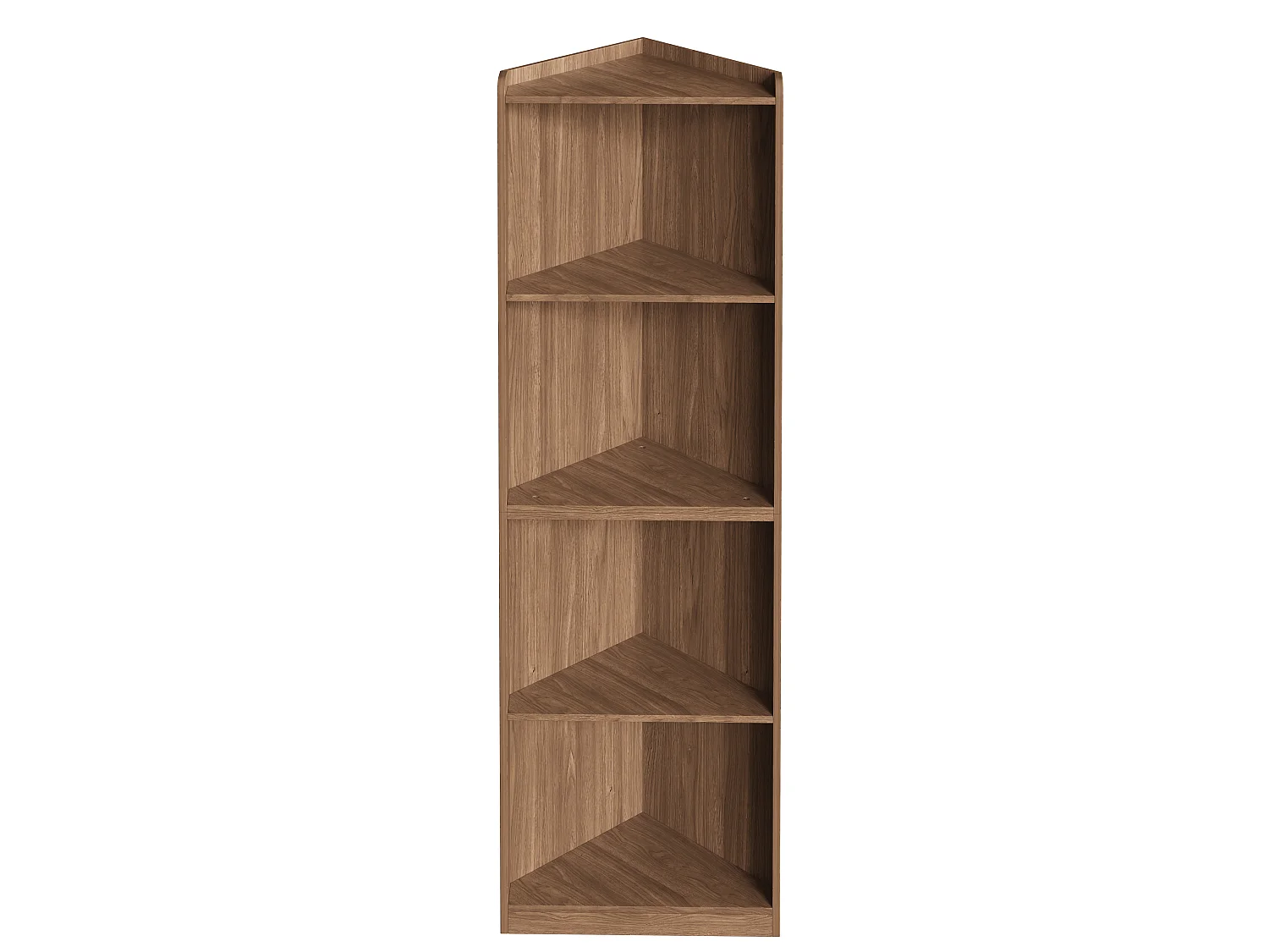 Étagère d'angle en MDF aspect noyer - Pour salon et cuisine, bibliothèque