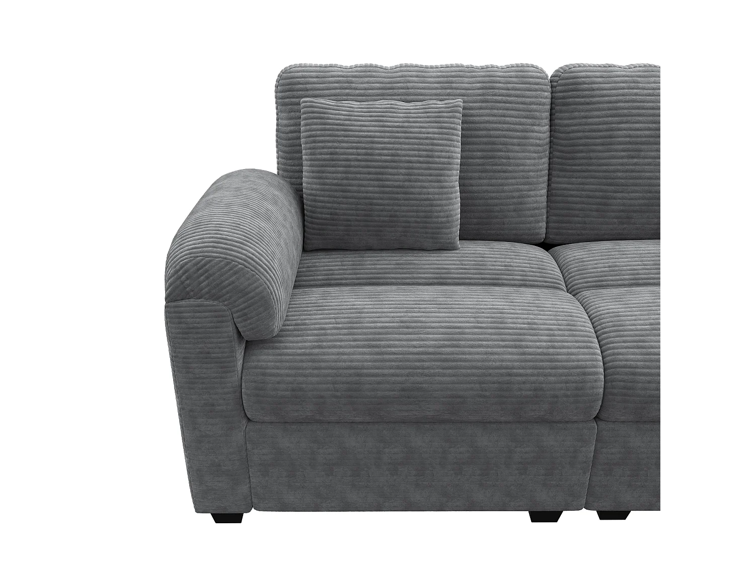 Canapé d'angle extra-large 7 places en forme de U - velours côtelé - avec coussins et pouf séparé - gris