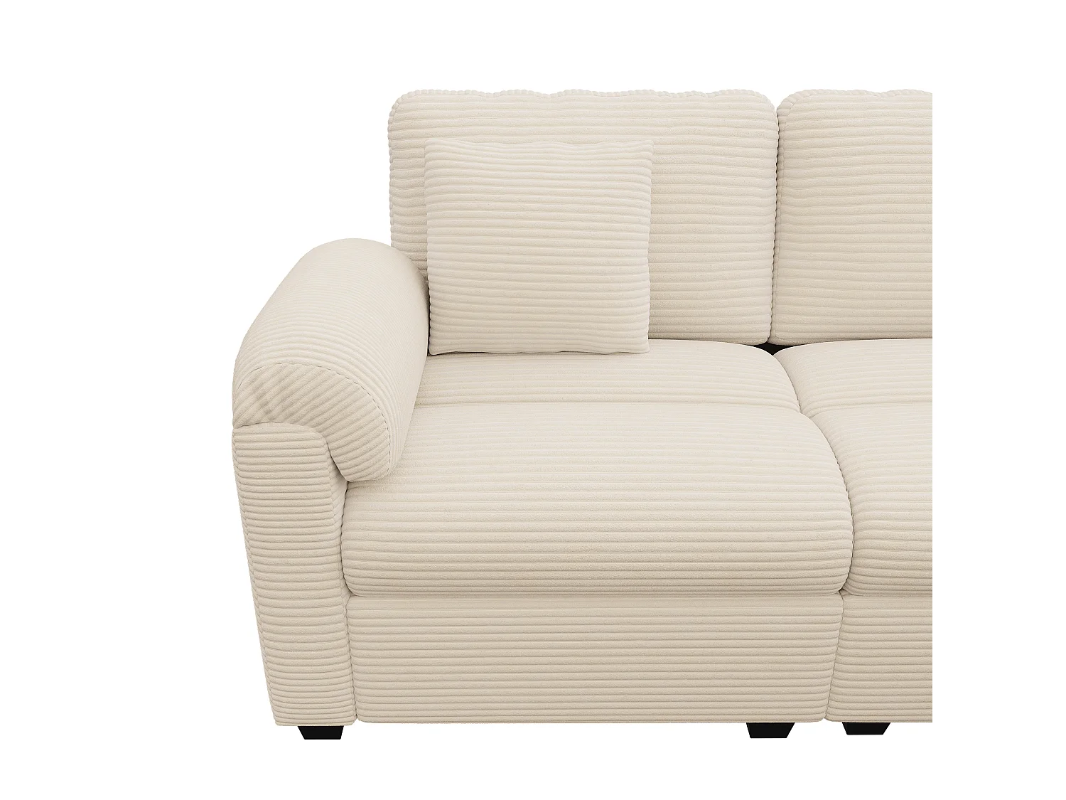 Canapé d'angle extra-large 7 places en forme de U - velours côtelé - avec coussins et pouf séparé - beige