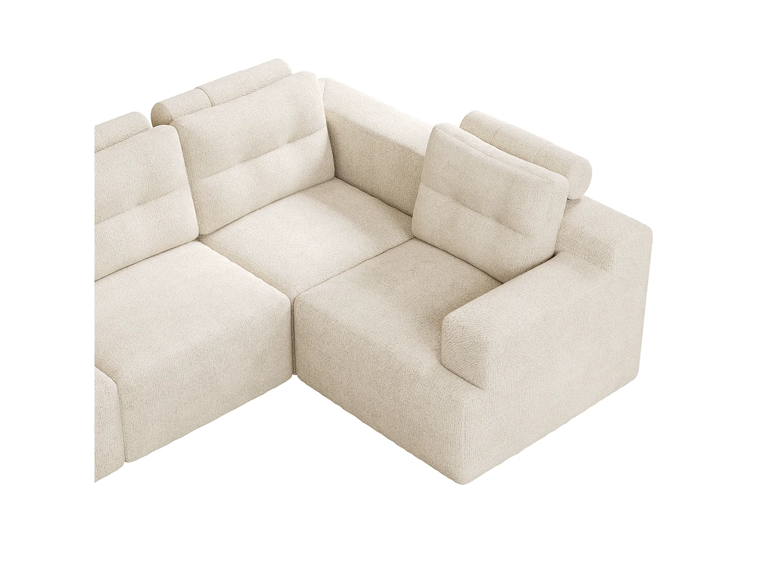 Canapé modulable flexible - structure entièrement en mousse - aucun assemblage requis - tissu chenille - beige