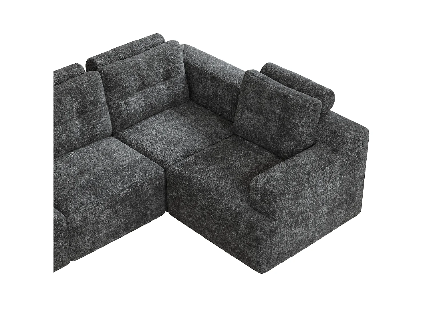 Canapé modulable flexible - structure entièrement en mousse - aucun assemblage requis - tissu chenille - gris