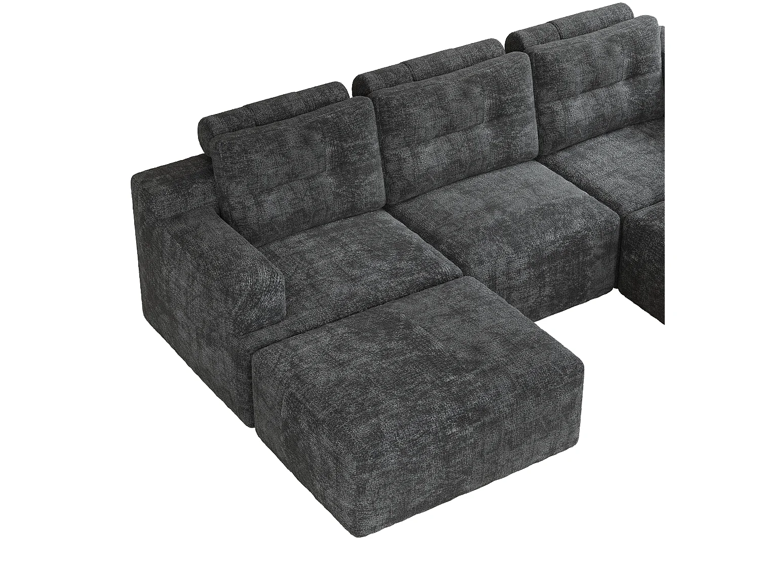Canapé modulable flexible - structure entièrement en mousse - aucun assemblage requis - tissu chenille - gris