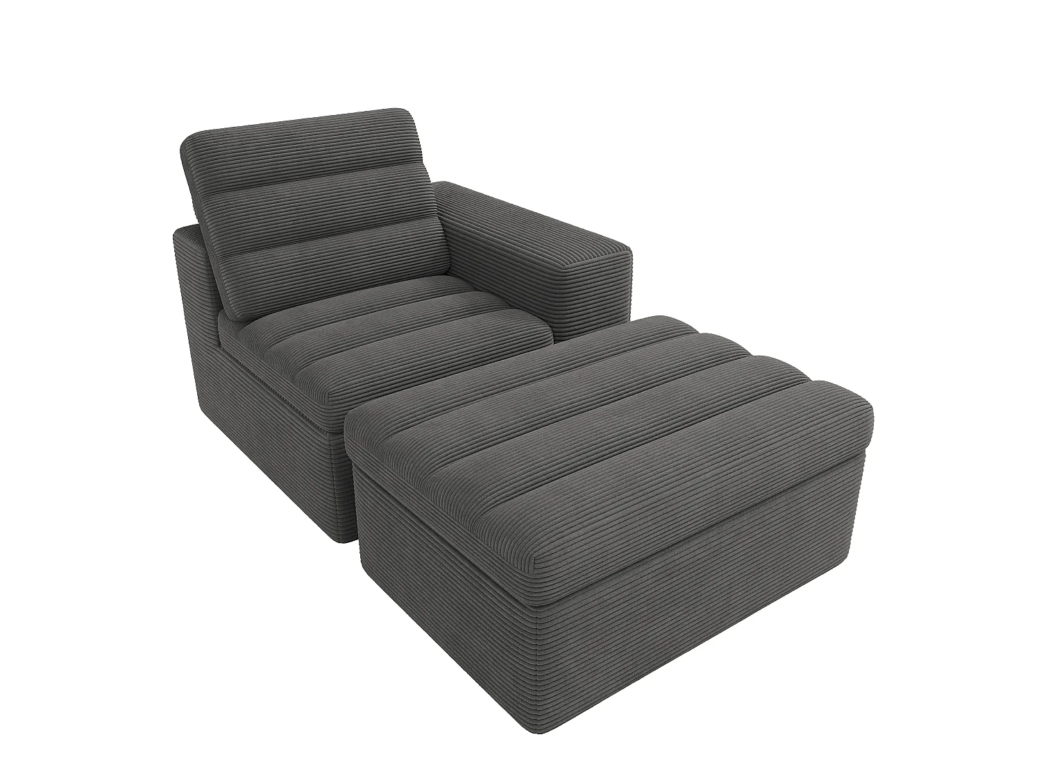 Canapé d'angle moderne en forme de L - design sans cadre - aucun assemblage requis - combinaison libre - tissu chenille - gris foncé