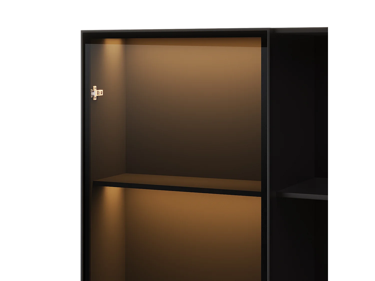 Vitrine avec éclairage LED - 80x40x160 cm - 1 porte en verre trempé - 3 tiroirs et 3 étagères ouvertes - Noir