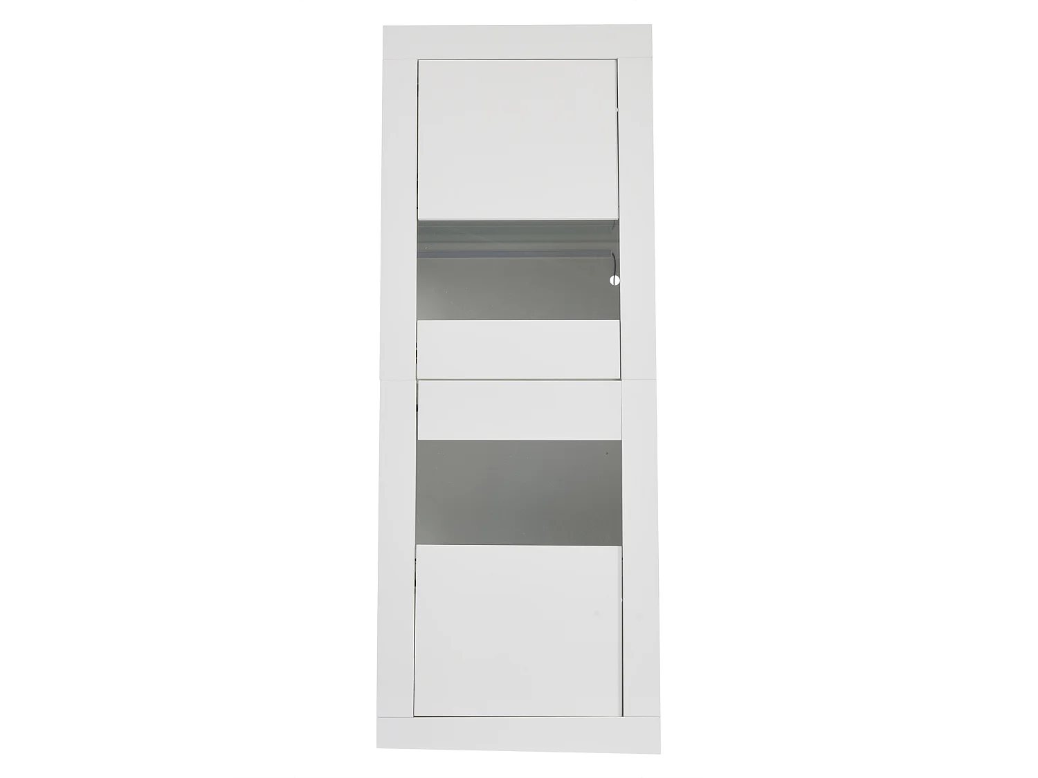 Vitrine blanche avec LED, étagère en verre et 2 portes en acrylique 61x42x162 cm