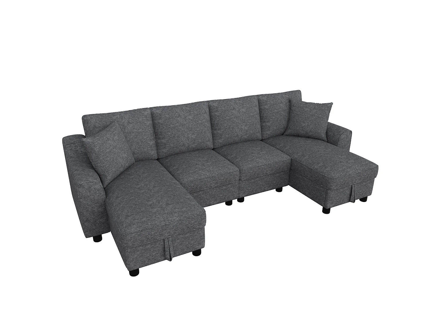 Canapé d'angle en U moderne 280×137×84 cm - comprend deux coussins - avec espace de rangement - tissu chenille - gris