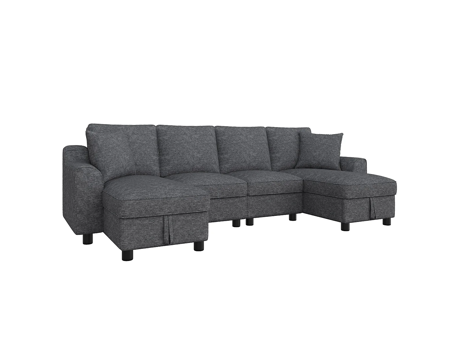 Canapé d'angle en U moderne 280×137×84 cm - comprend deux coussins - avec espace de rangement - tissu chenille - gris