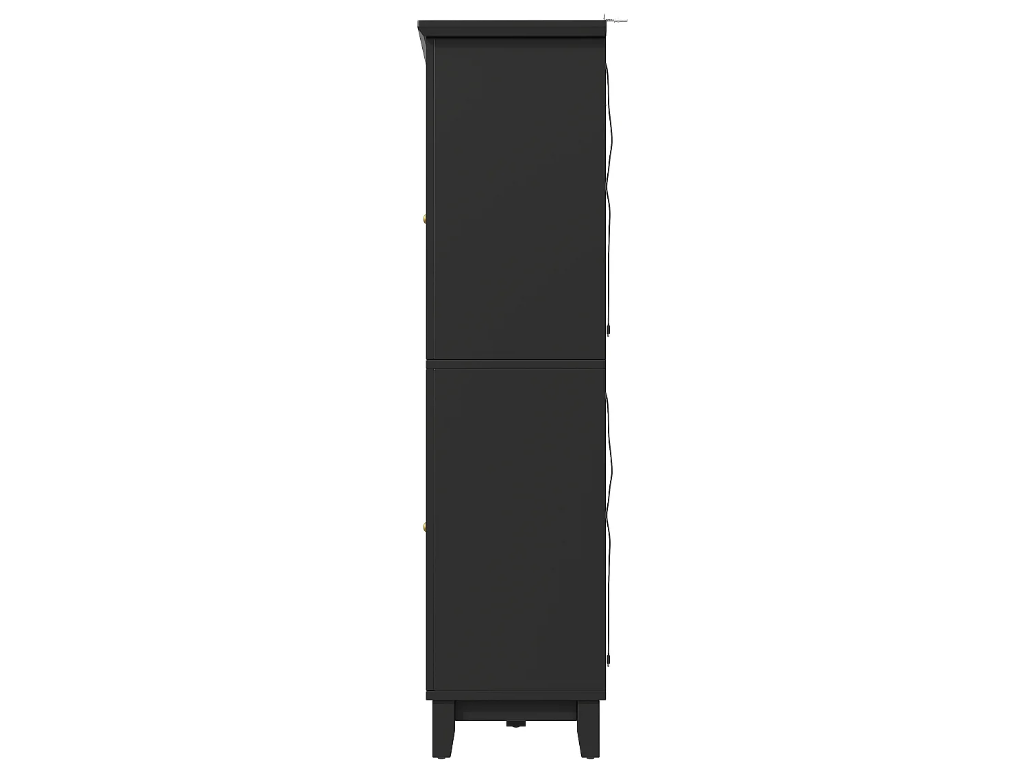 Vitrine preta com iluminação LED, 3 gavetas, prateleira em vidro e 4 portas em vidro, 120 x 40 x 180,5 cm