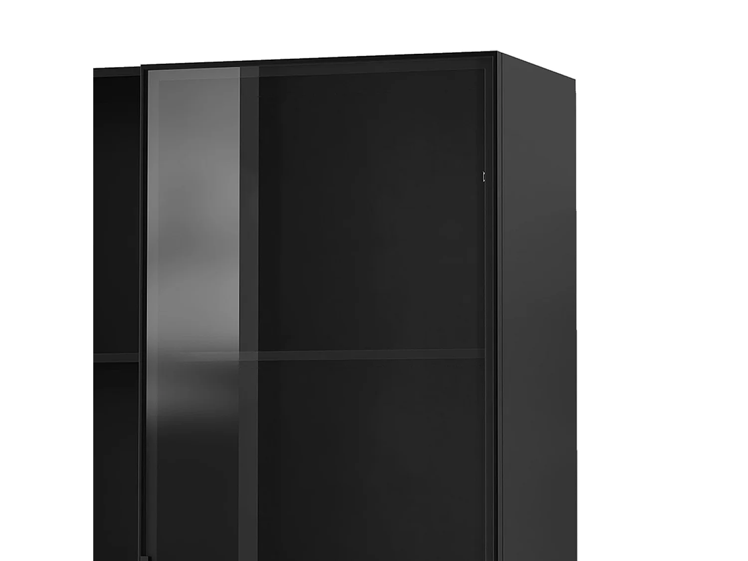Vitrine en verre 140×40×160 cm - Avec éclairage LED - 3 portes vitrées et 5 tiroirs - Avec étagères ouvertes - Noir