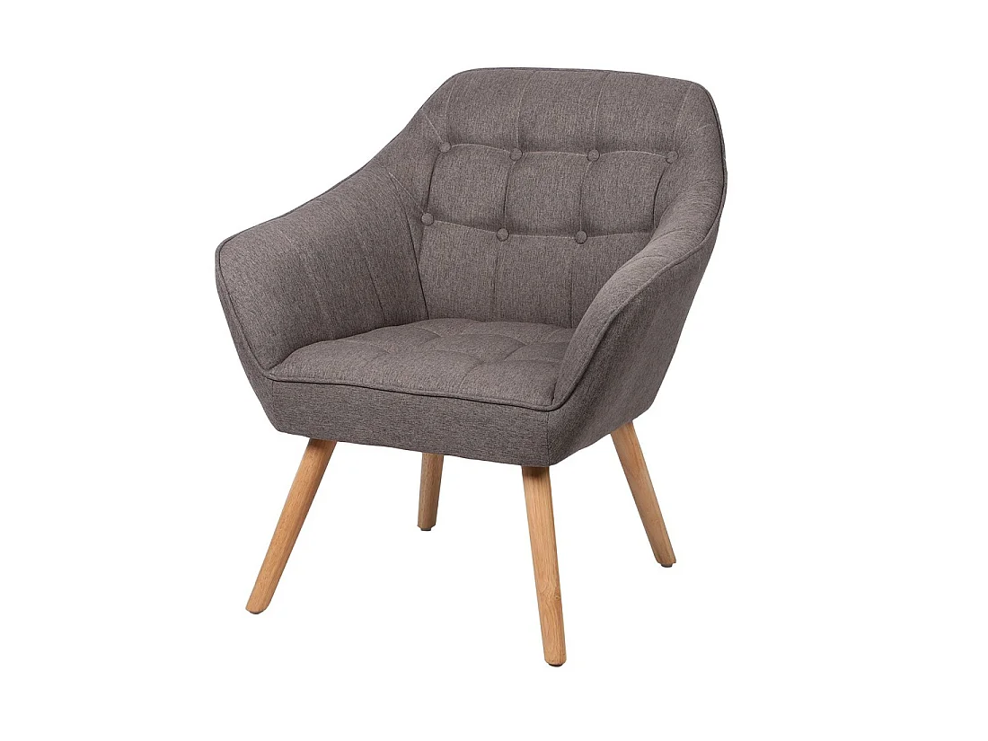 Sillón de tela gris oscuro con patas de madera - 74x70xH85 cm, altura del asiento 43 cm - Colección ARCTIKA