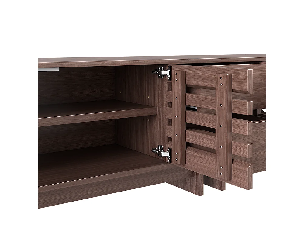 Modern TV-bänk 200 x 39,5 x 55 cm - 4 dörrar, 2 lådor och 6 förvaringsfack - MDF - Brun