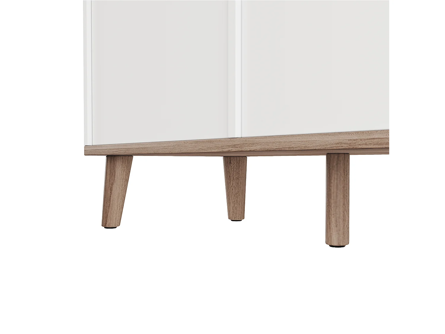 Meuble TV LED avec 2 portes coulissante et 1 tiroirs - Blanc et Noyer foncé 160 x 40 x 52 cm