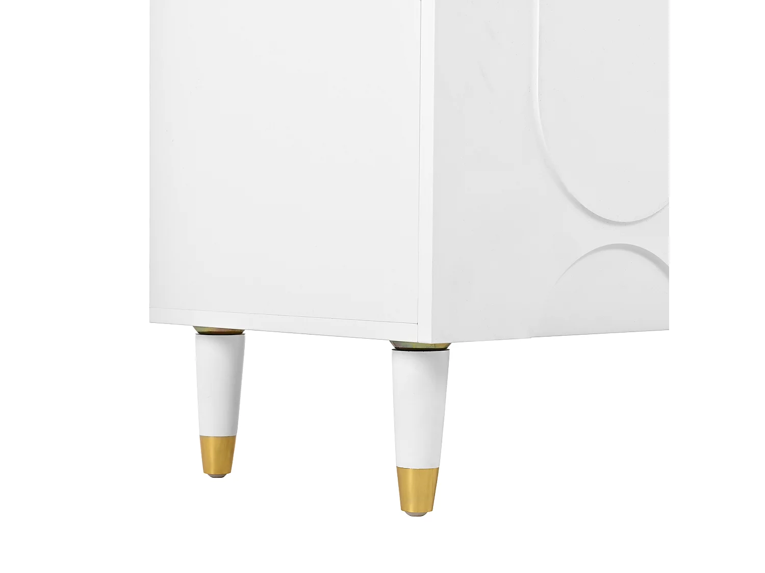 Meuble TV moderne 180x40x50 cm - avec 4 portes - Design en relief arqué - MDF + panneaux de particules - Blanc