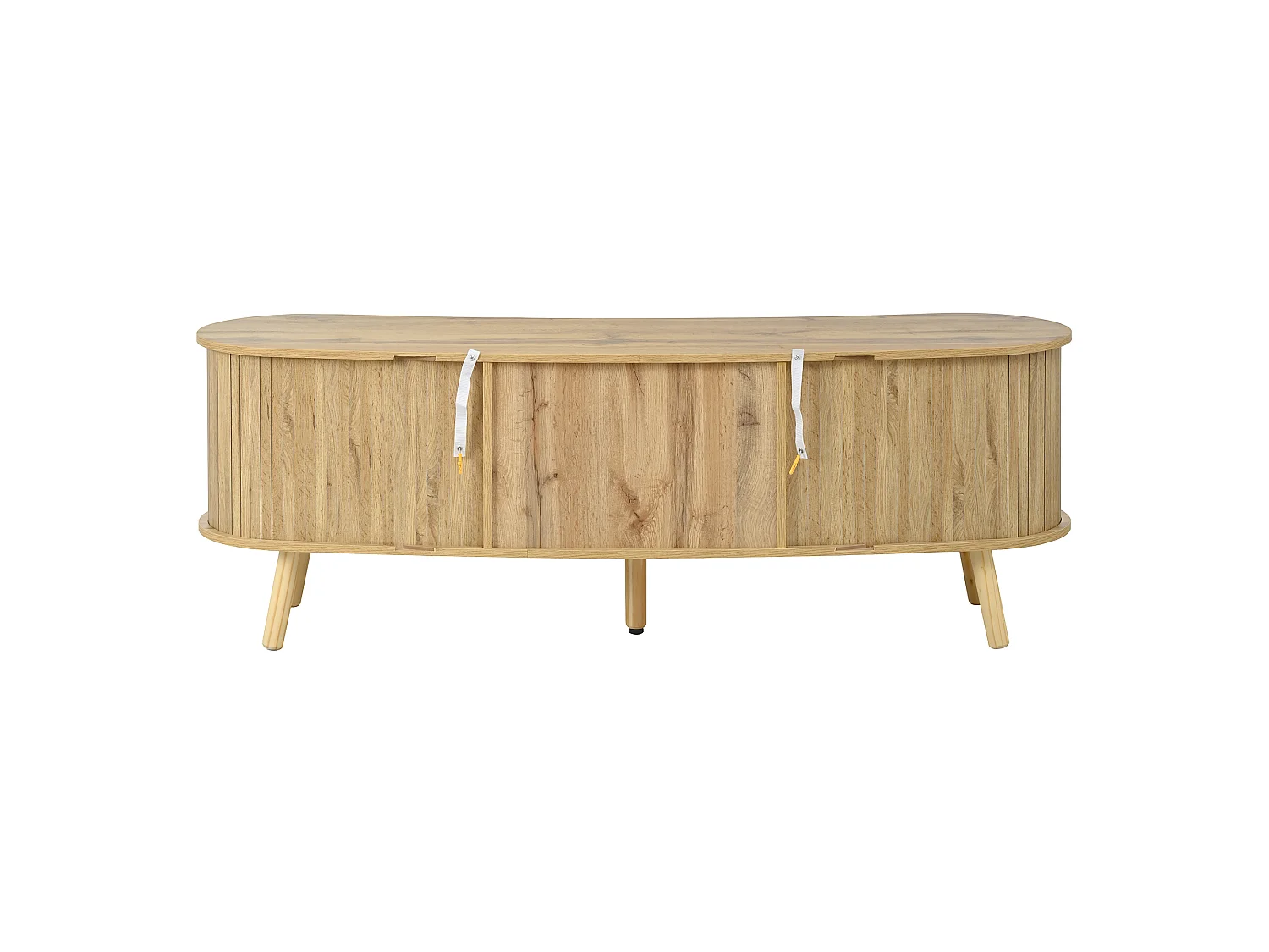 Meuble TV avec 2 portes coulissantes et 2 tiroirs, aspect bois 160x36.5x55 cm