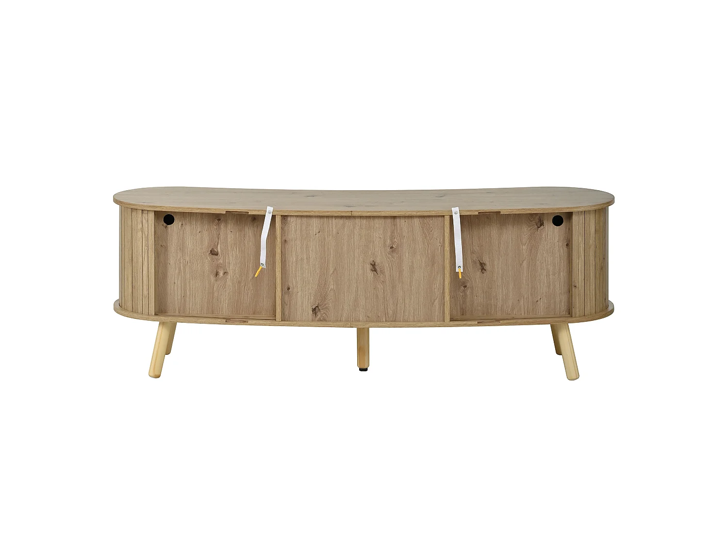 TV-meubel met 2 schuifdeuren en 2 lades - Licht naturel, 160x36,5x55 cm