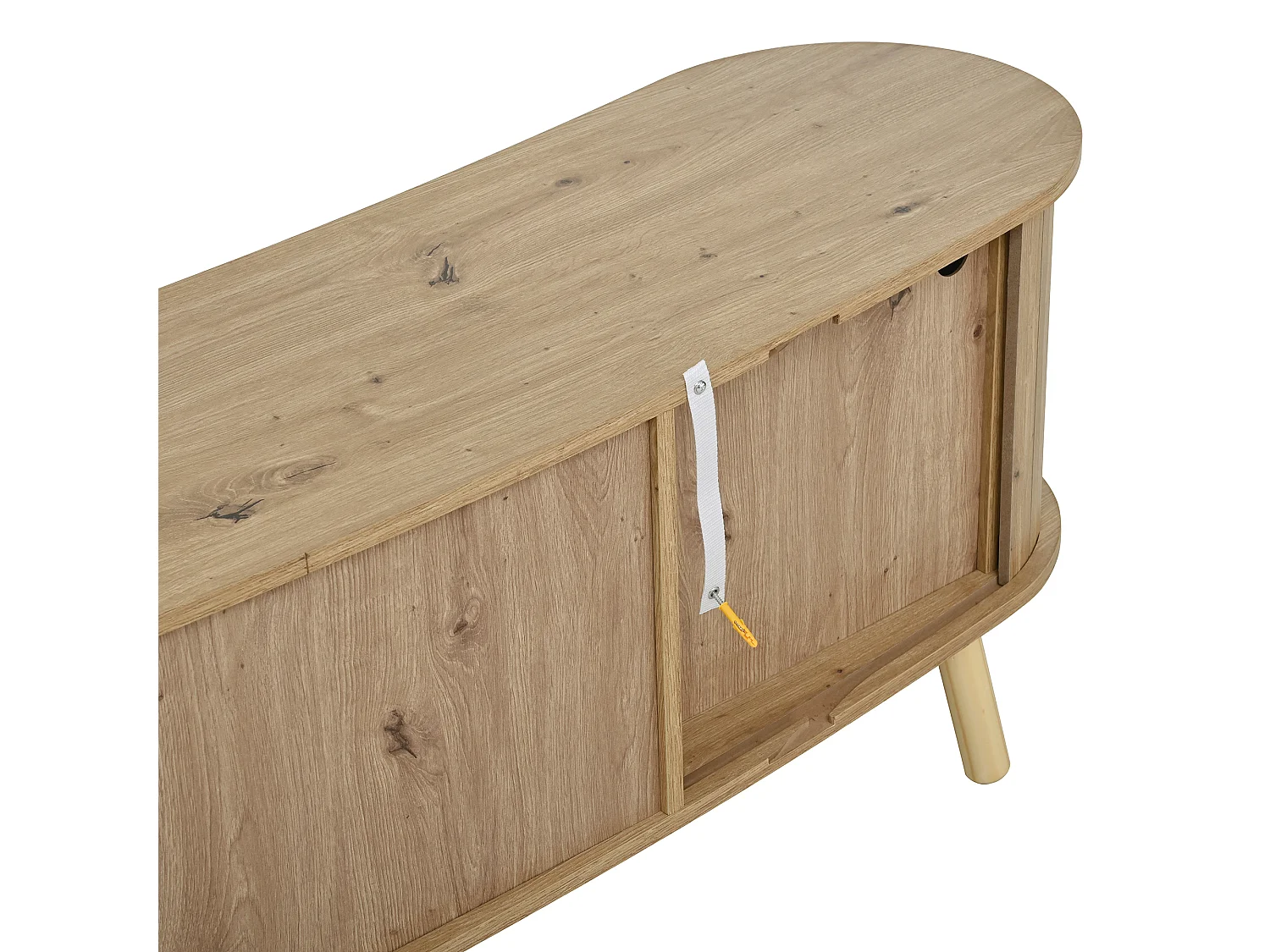 TV-meubel met 2 schuifdeuren en 2 lades - Licht naturel, 160x36,5x55 cm