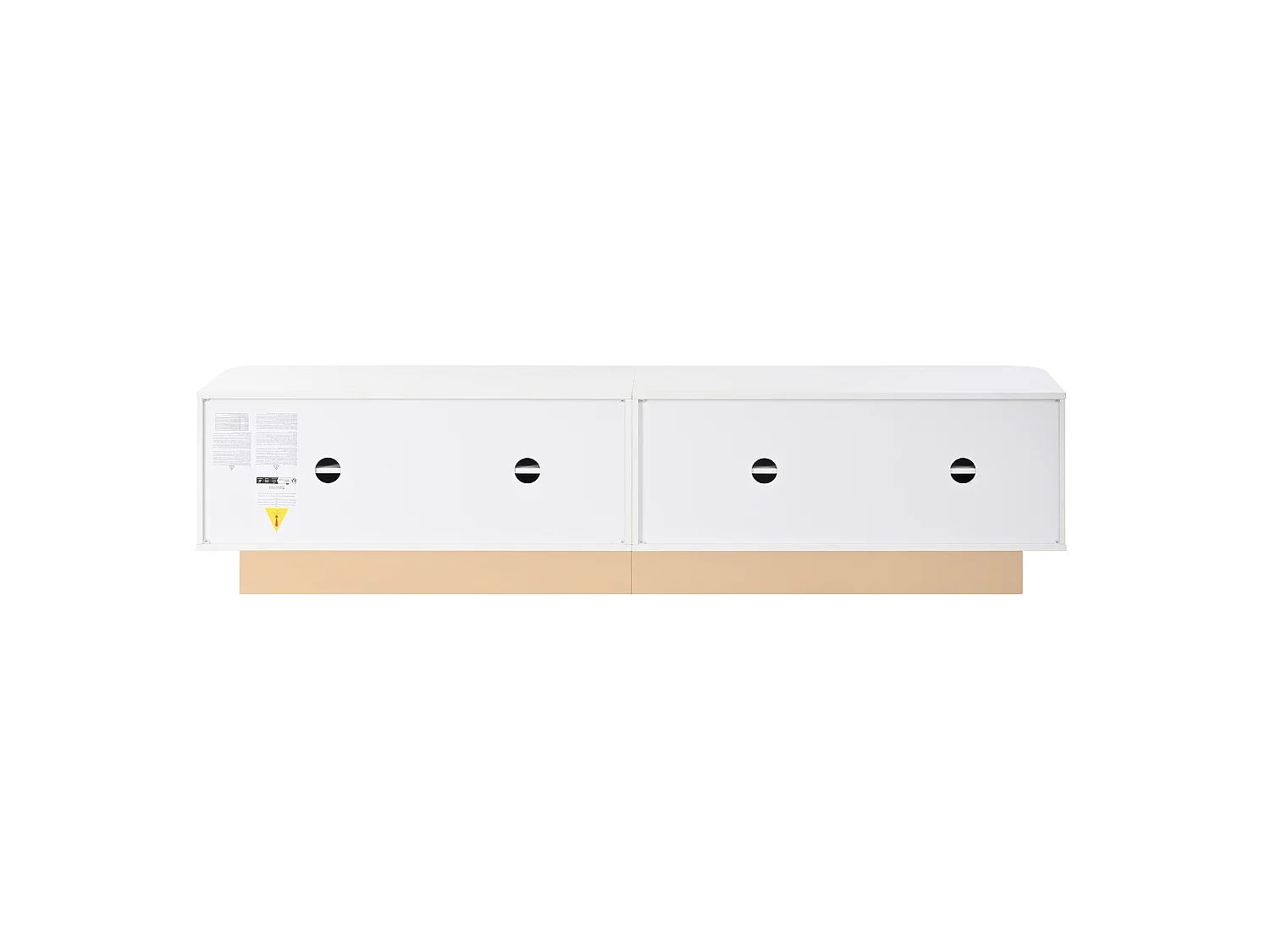 200 cm TV-bänk med 4 dörrar och justerbara hyllplan - Vitt och ljust trä