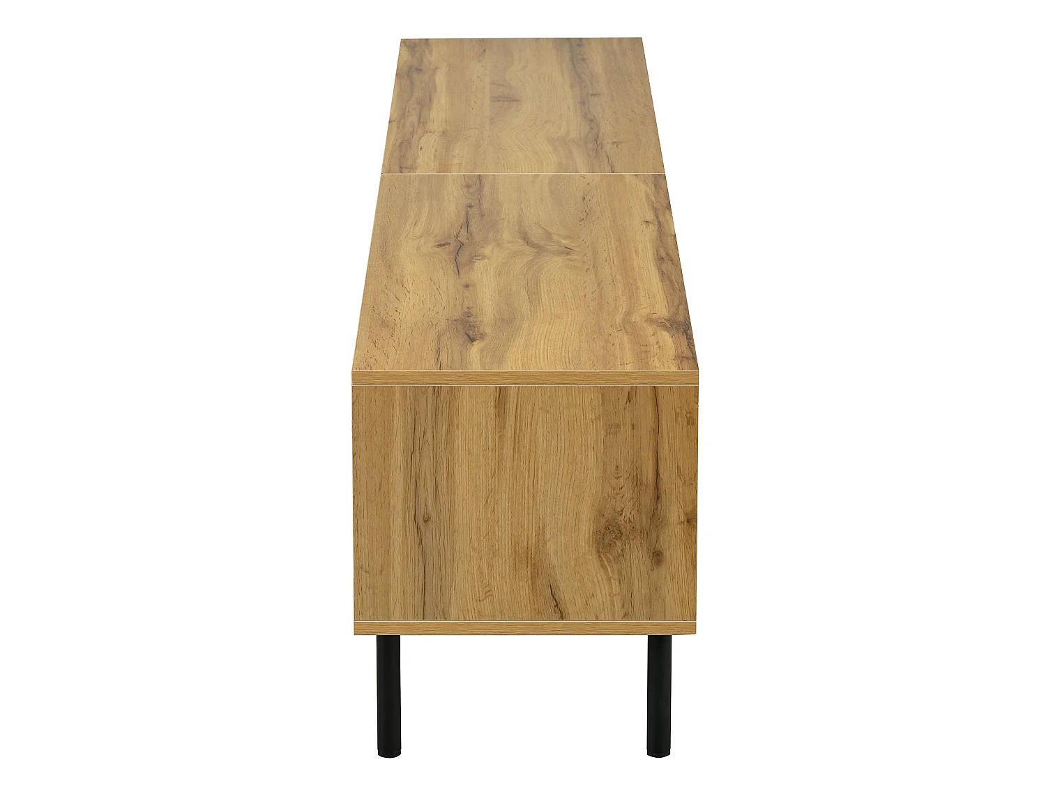 Meuble TV Mosaic avec 2 portes et 2 tiroirs, pieds en métal - Naturel clair