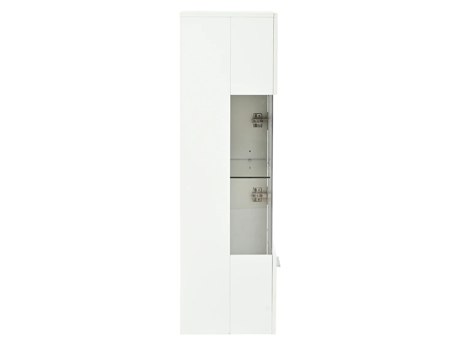 Ensemble de meuble TV + 1 vitrine +1 étagère murale - Blanc finition brillante avec LEDs