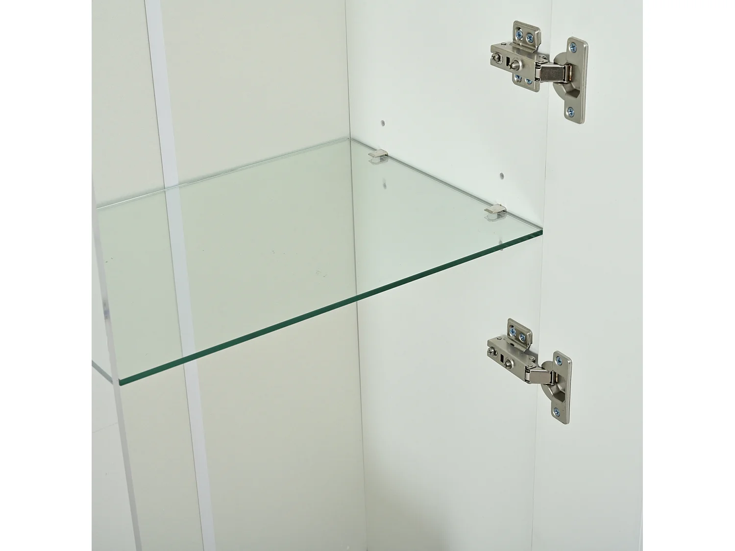 Ensemble de meuble TV + 1 vitrine +1 étagère murale - Blanc finition brillante avec LEDs