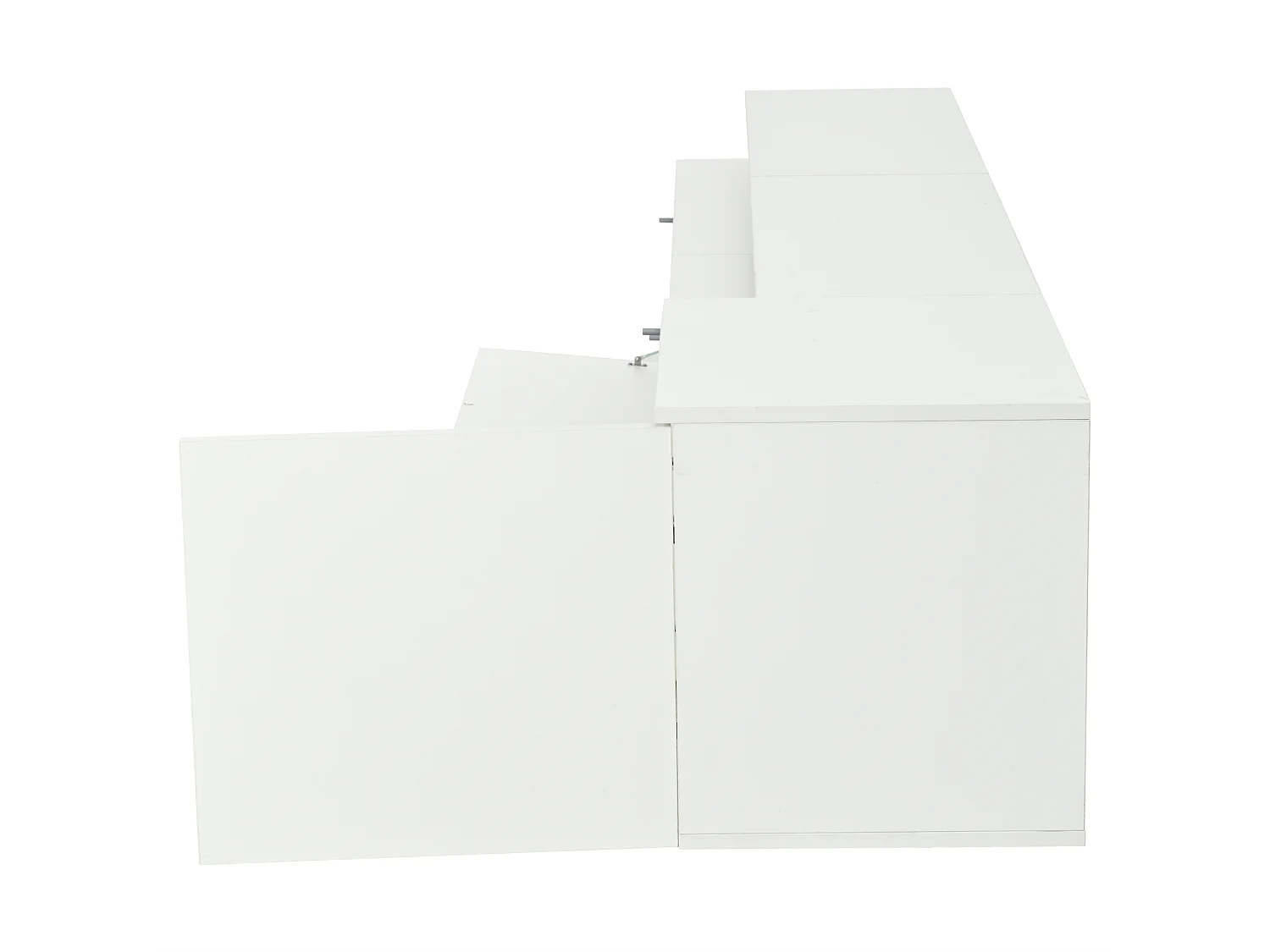Ensemble de meuble TV + 1 vitrine +1 étagère murale - Blanc finition brillante avec LEDs