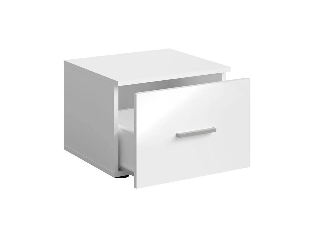 Ensemble lit PANAREA 180x200 avec LED, sommier et chevets – Blanc brillant – Lit design moderne
