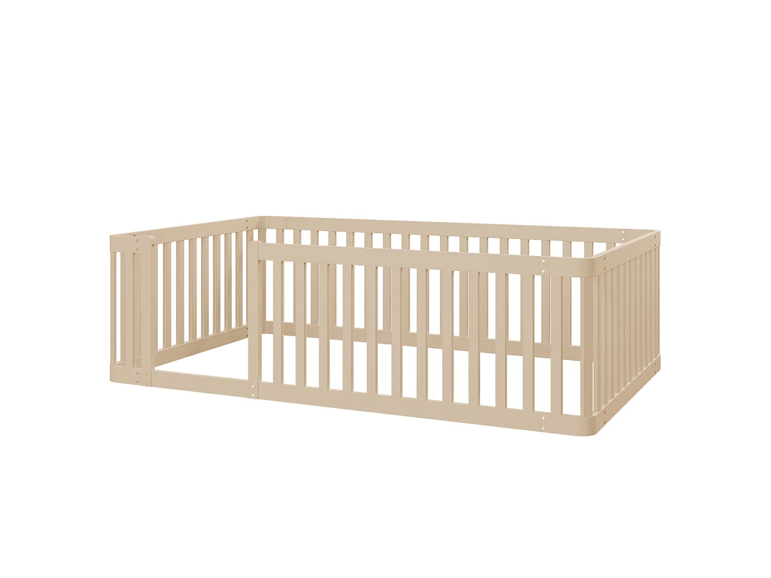 Lit enfant en bois 90x200 avec barrière, Sans sommier à lattes - Couleur bois