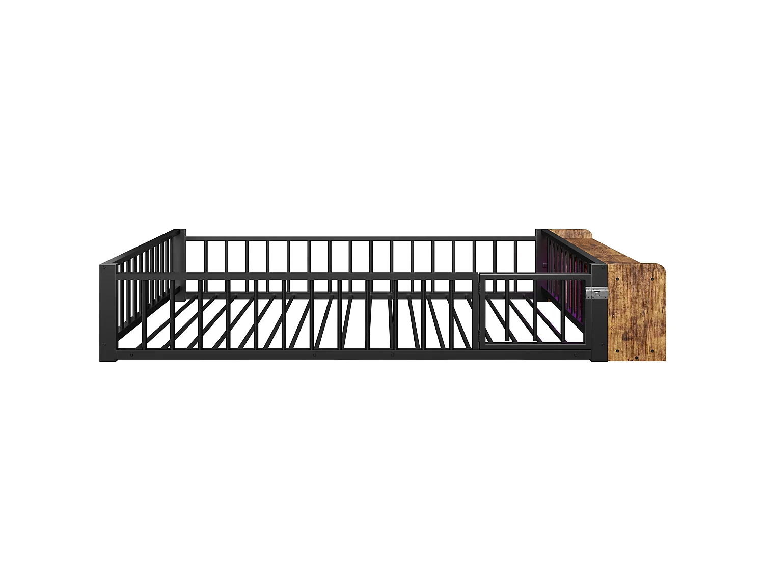 Lit enfant en métal 140 x 200 cm avec barrière de sécurité et LED, noir