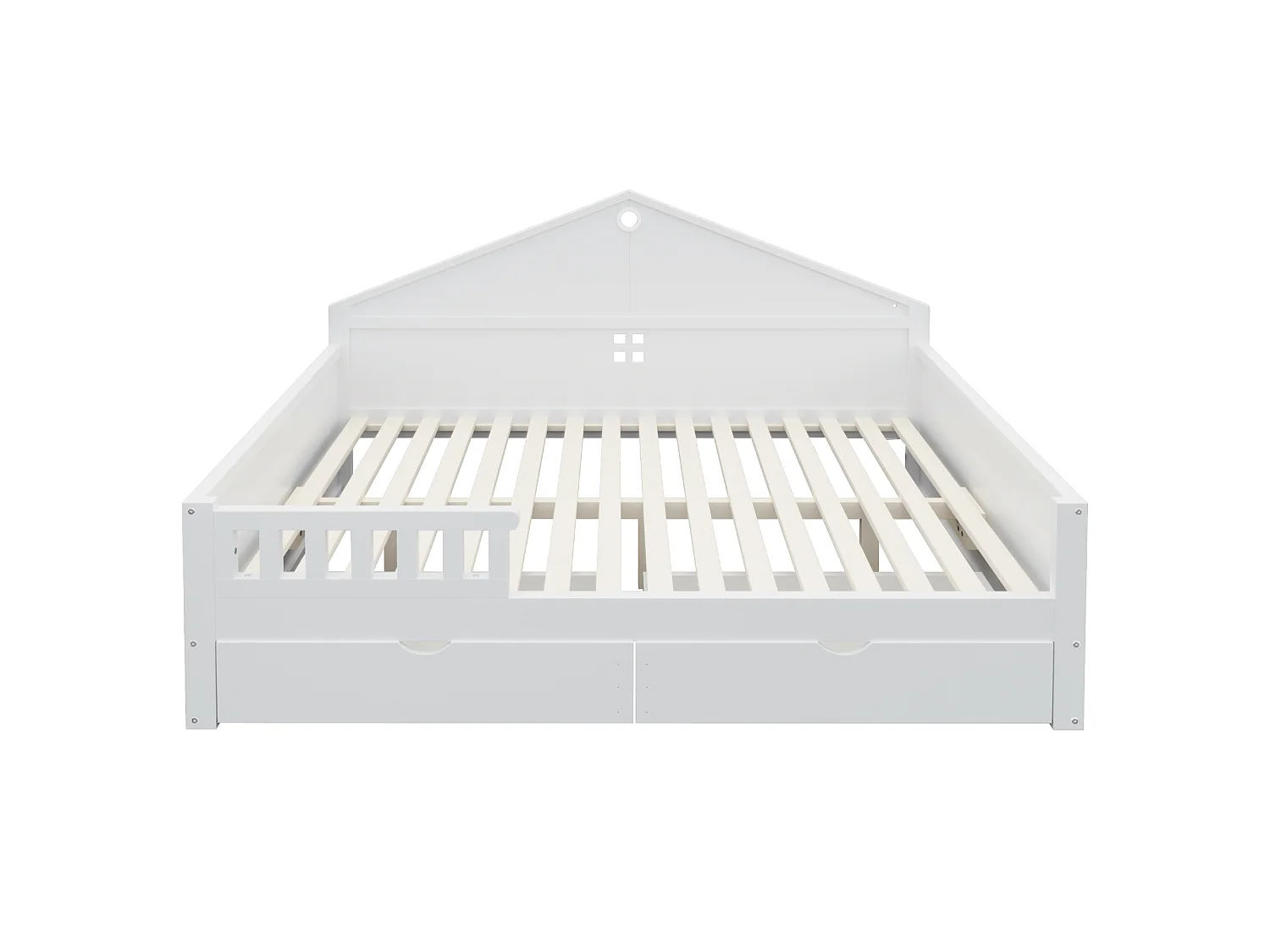 Lit enfant 140×200 cm - avec lumière LED - avec 2 tiroirs - sommier à lattes - blanc (matelas non inclus)