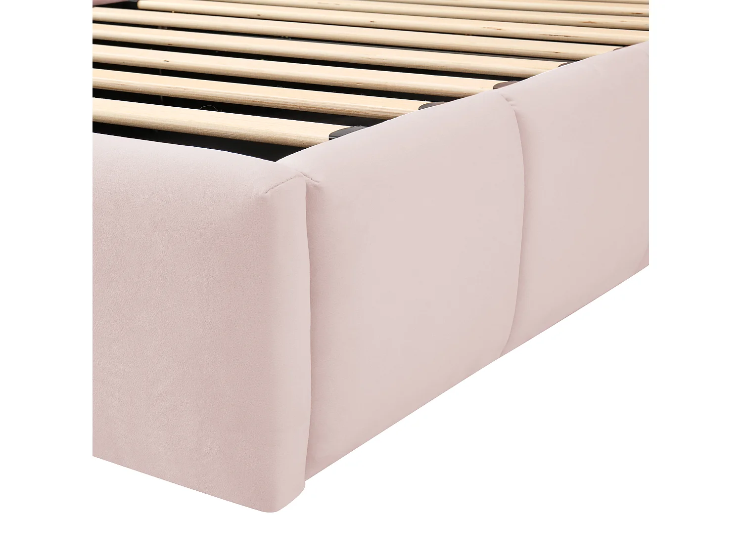 Lit coffre rembourré pour enfant 90x200 cm - Avec tête de lit rembourrée - Avec port USB - Velours - Rose (sans matelas)