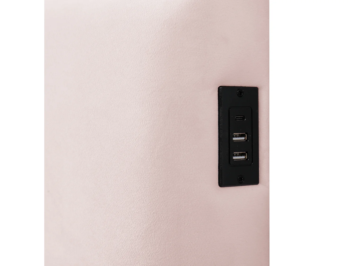 Lit coffre rembourré pour enfant 90x200 cm - Avec tête de lit rembourrée - Avec port USB - Velours - Rose (sans matelas)