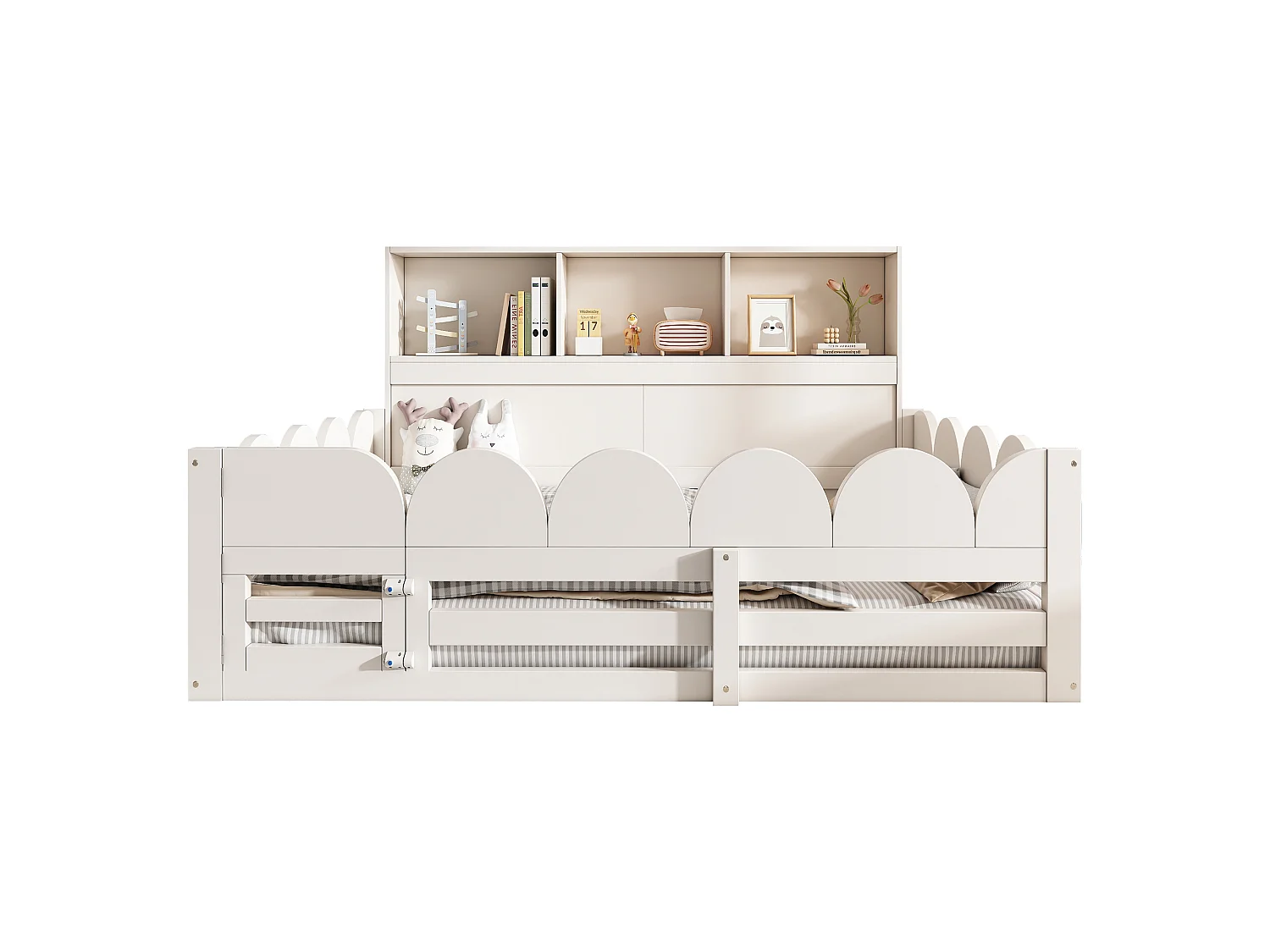 Lit enfant 140x190 cm - avec 1 porte et une rambarde de sécurité - avec compartiment de rangement - blanc(matelas non inclus)