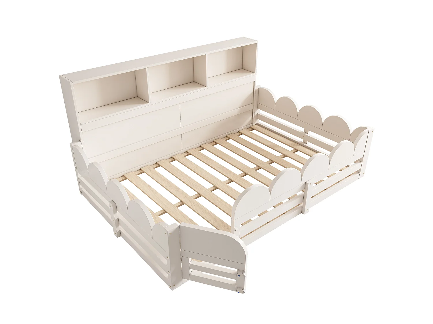 Lit enfant 140x190 cm - avec 1 porte et une rambarde de sécurité - avec compartiment de rangement - blanc(matelas non inclus)