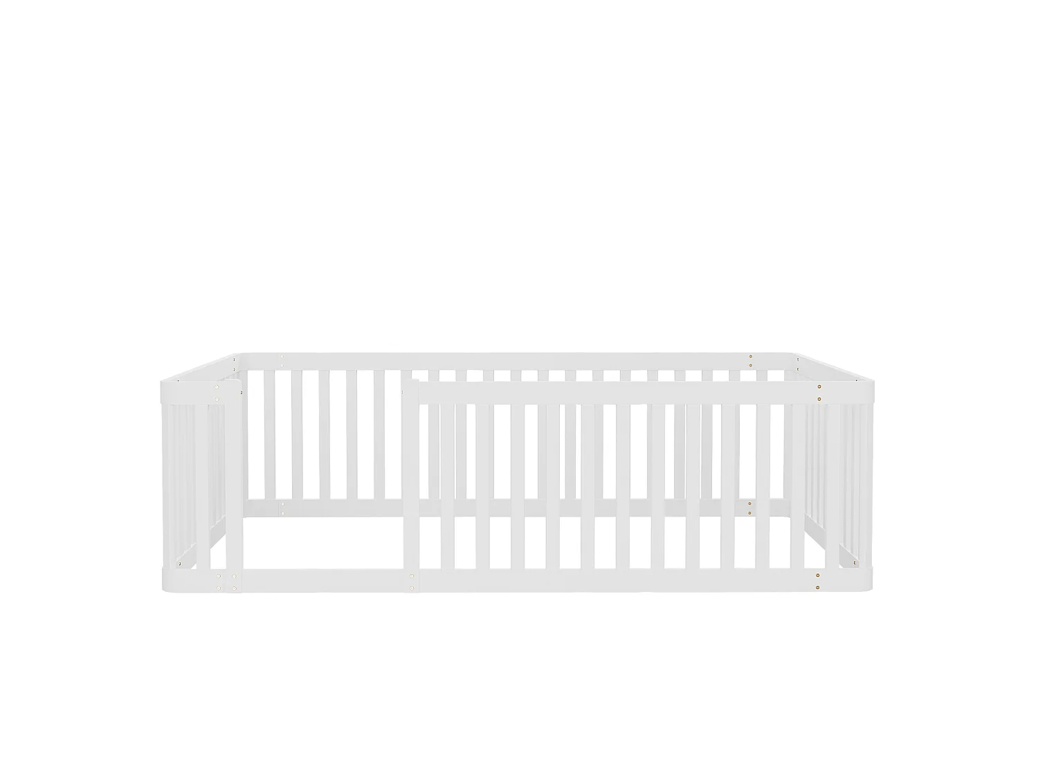 Lit enfant en bois 90x200 avec barrière, Sans sommier à lattes - Blanc