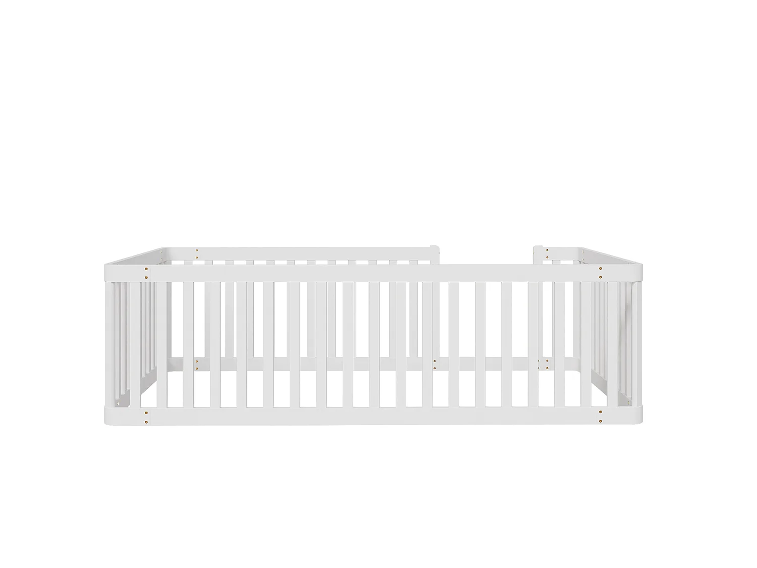 Lit enfant en bois 90x200 avec barrière, Sans sommier à lattes - Blanc