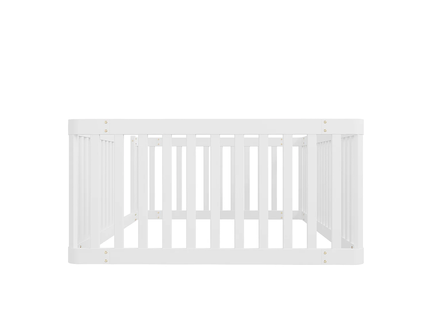 Lit enfant en bois 90x200 avec barrière, Sans sommier à lattes - Blanc