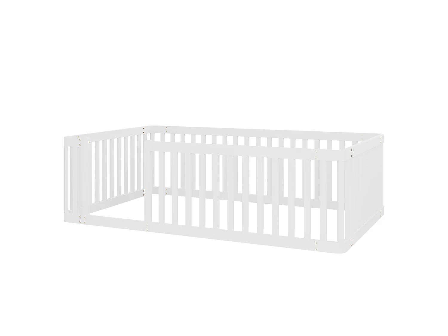 Lit enfant en bois 90x200 avec barrière, Sans sommier à lattes - Blanc