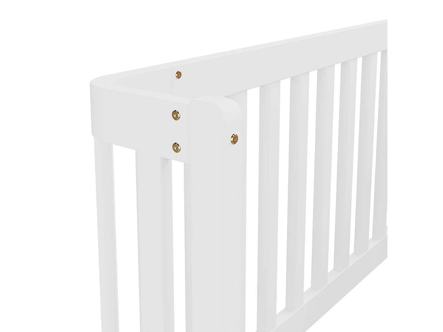 Lit enfant en bois 90x200 avec barrière, Sans sommier à lattes - Blanc