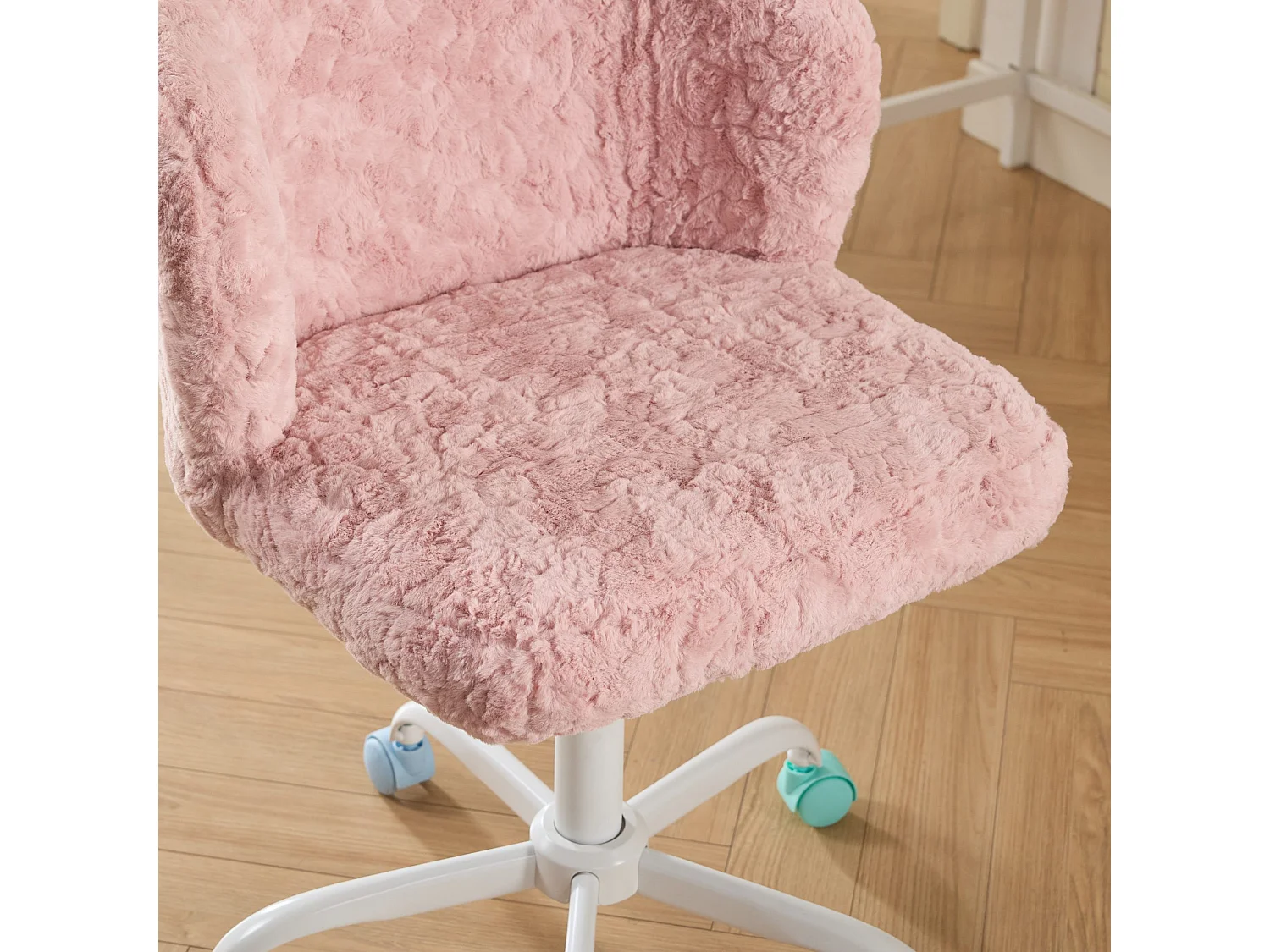 Chaise de bureau pivotante en tissu rose avec réglable hauteur - Pour chambre, bureau et dortoir