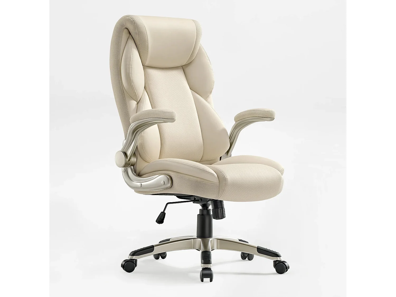 Fauteuil bureau gaming simili cuir, accoudoirs rabattables. Haut dossier hauteur ajustable, rotation 360°, adapté usage domestique et professionnel