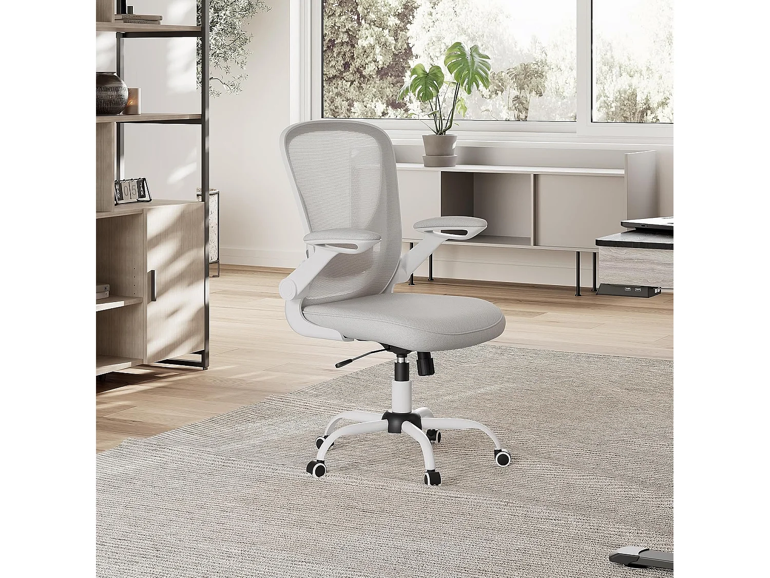 Chaise bureau ergonomique maille respirante, soutien lombaire réglable, accoudoirs rabattables