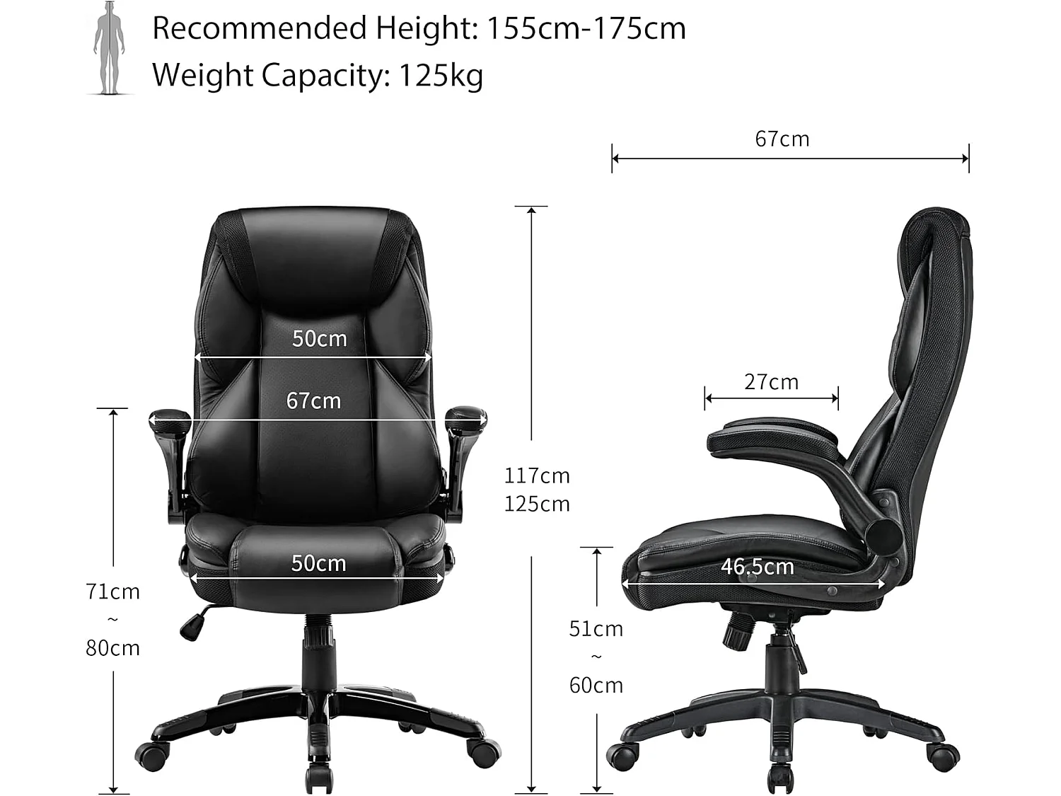 Fauteuil bureau gaming simili cuir, accoudoirs rabattables. Haut dossier hauteur ajustable, rotation 360°, adapté usage domestique et professionnel