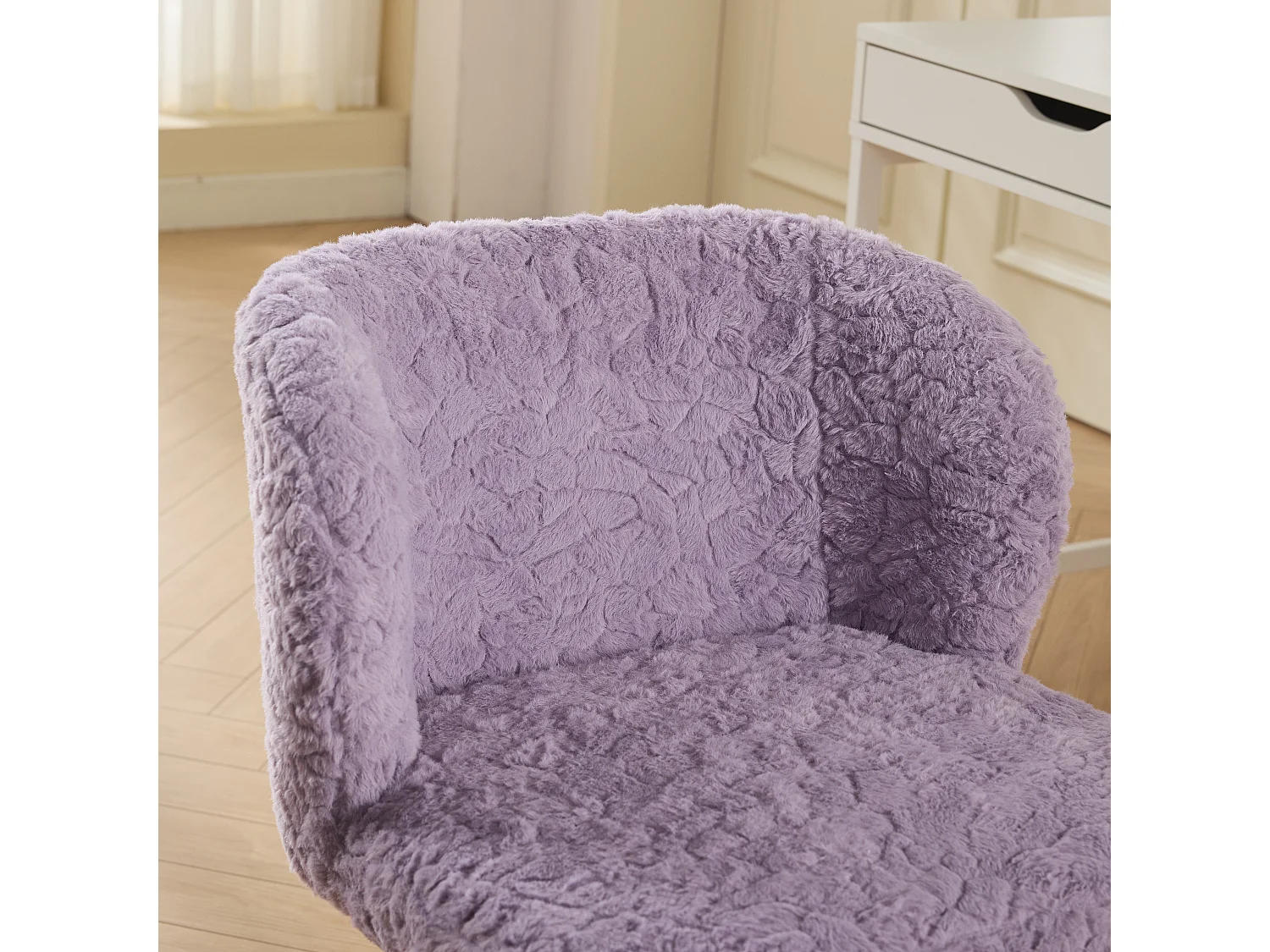 Chaise de bureau pivotante en tissu violet avec réglable hauteur - Pour chambre, bureau et dortoir