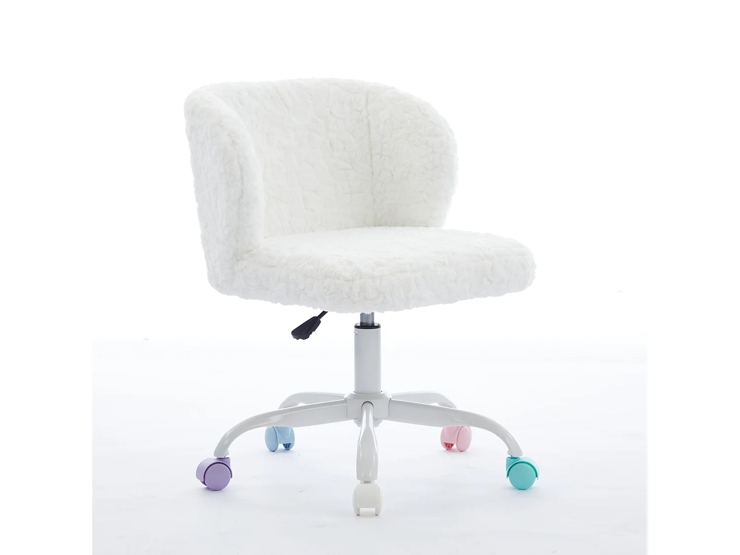 Chaise de bureau pivotante en tissu crème avec réglable hauteur - Pour chambre, bureau et dortoir